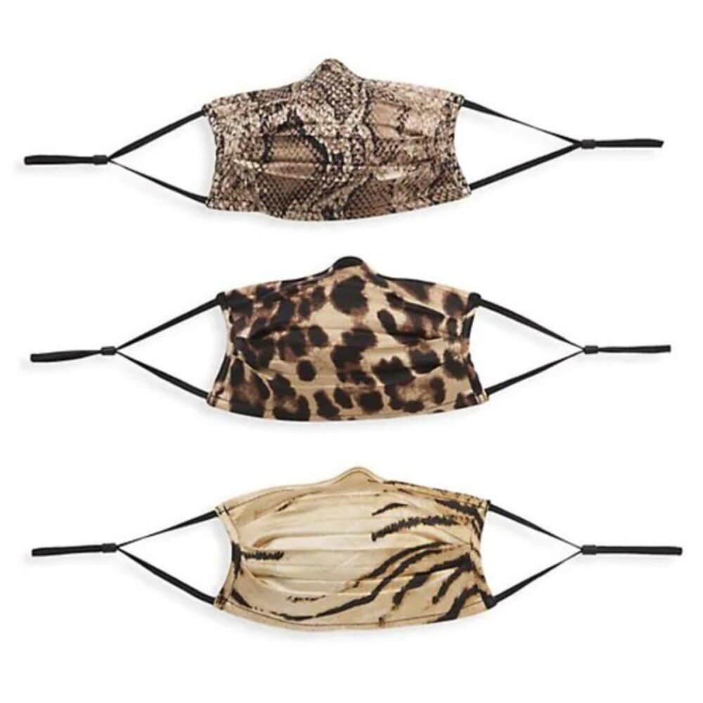 New Apparis Winnie 3 Piece Face Non Medical Masks  Tan Leopard Tiger & Python